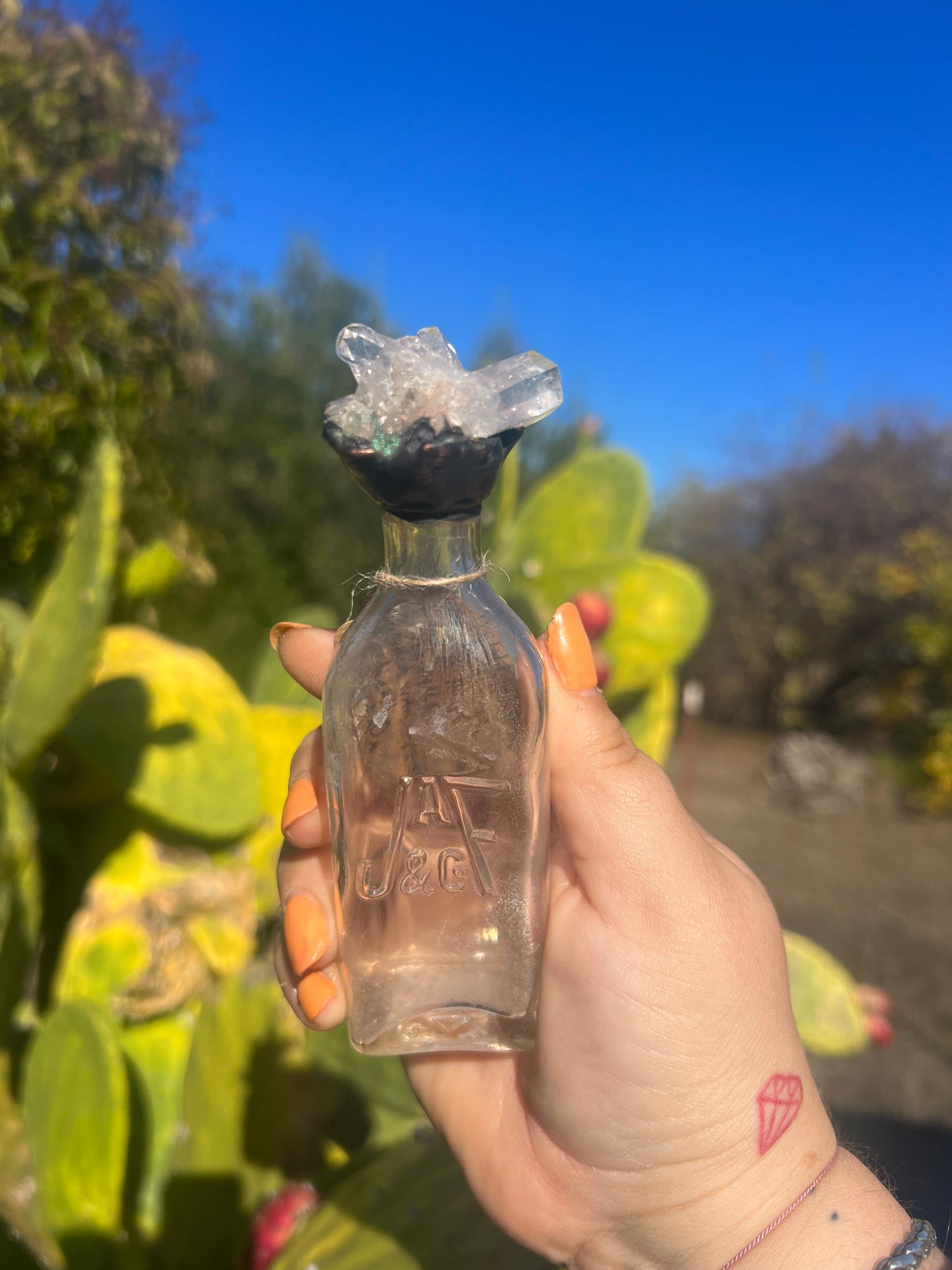 Crystal Potion Bottle: Quartz Cluster