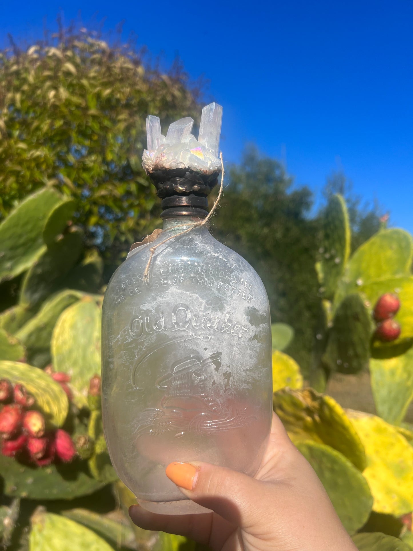 Crystal Potion Bottle: Angel Aura Quartz Cluster