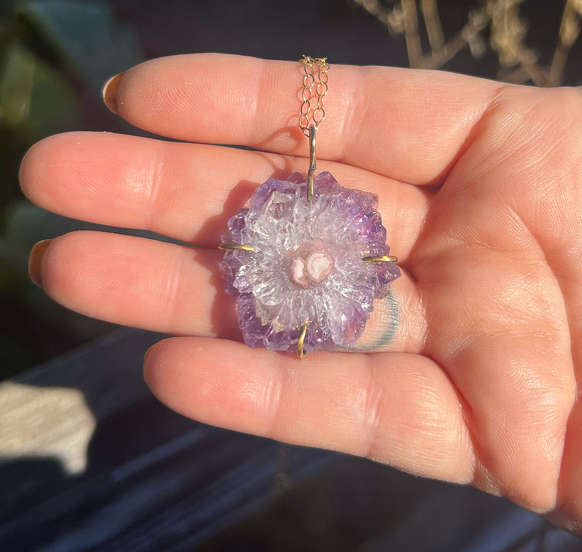 Amethyst Stalactite Slice + 14K Gold-Filled Necklace