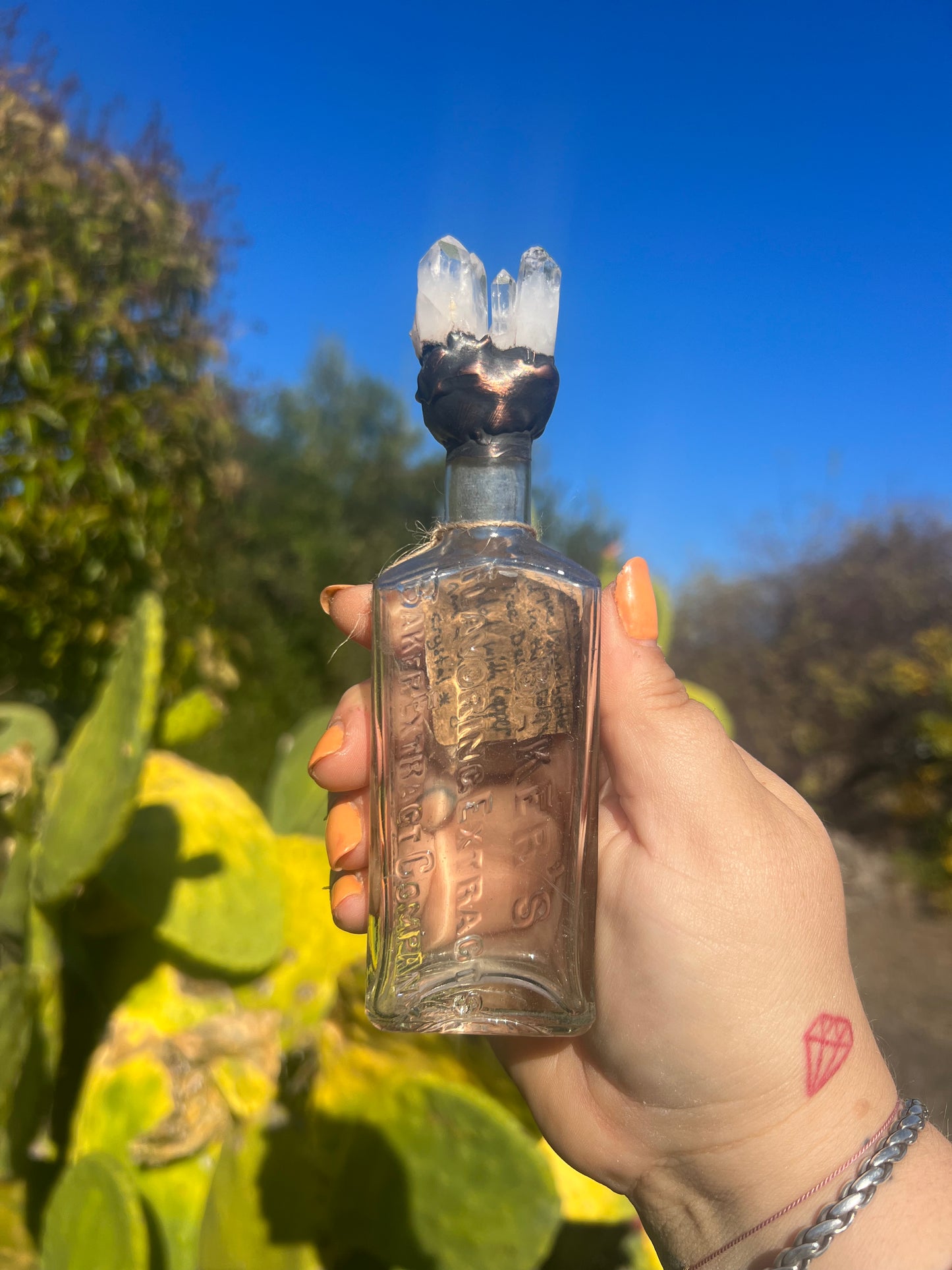 Crystal Potion Bottle: Quartz Cluster