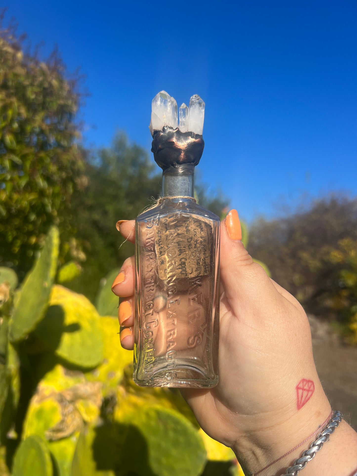 Crystal Potion Bottle: Quartz Cluster