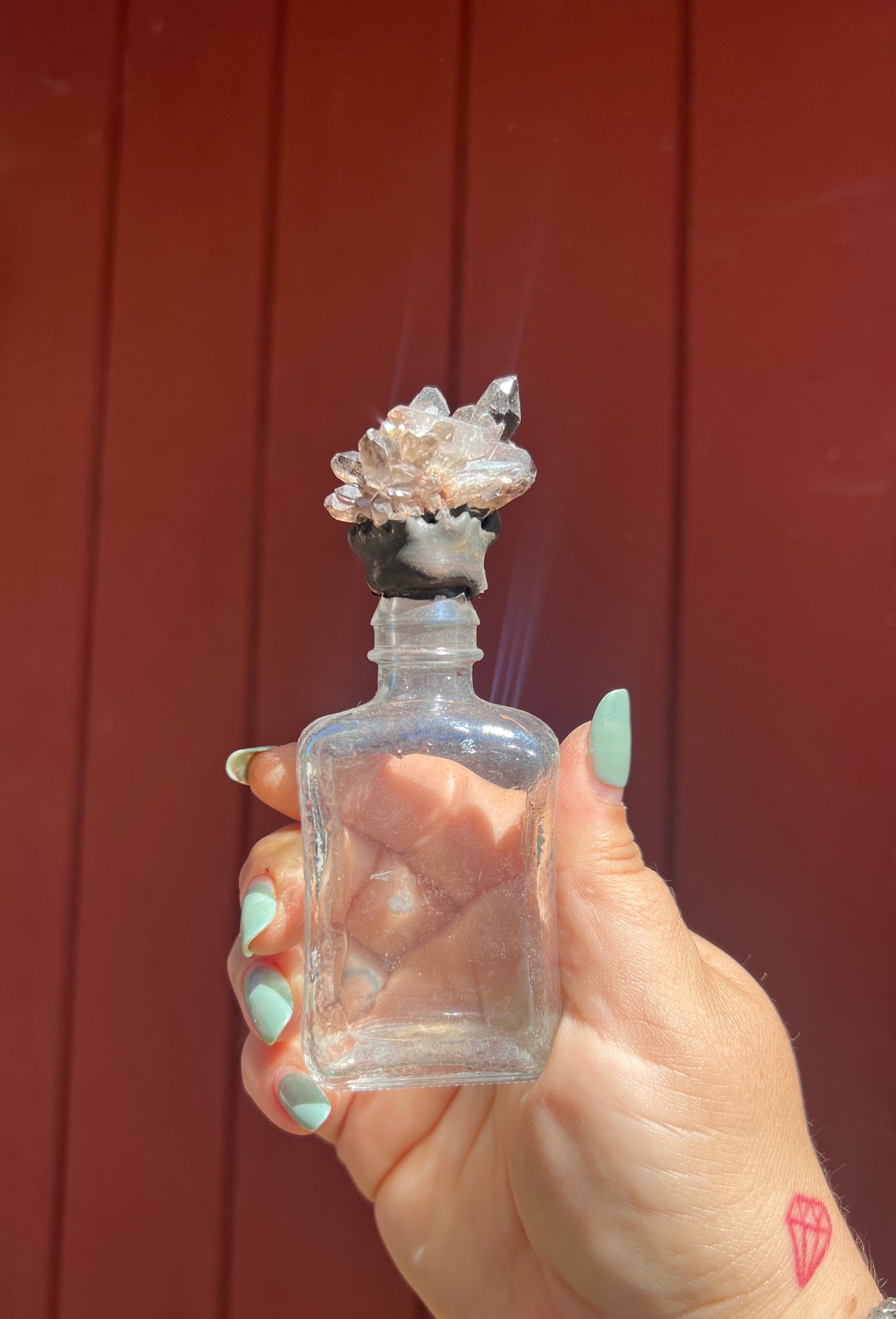 Crystal Potion Bottle: Smoky Quartz Cluster