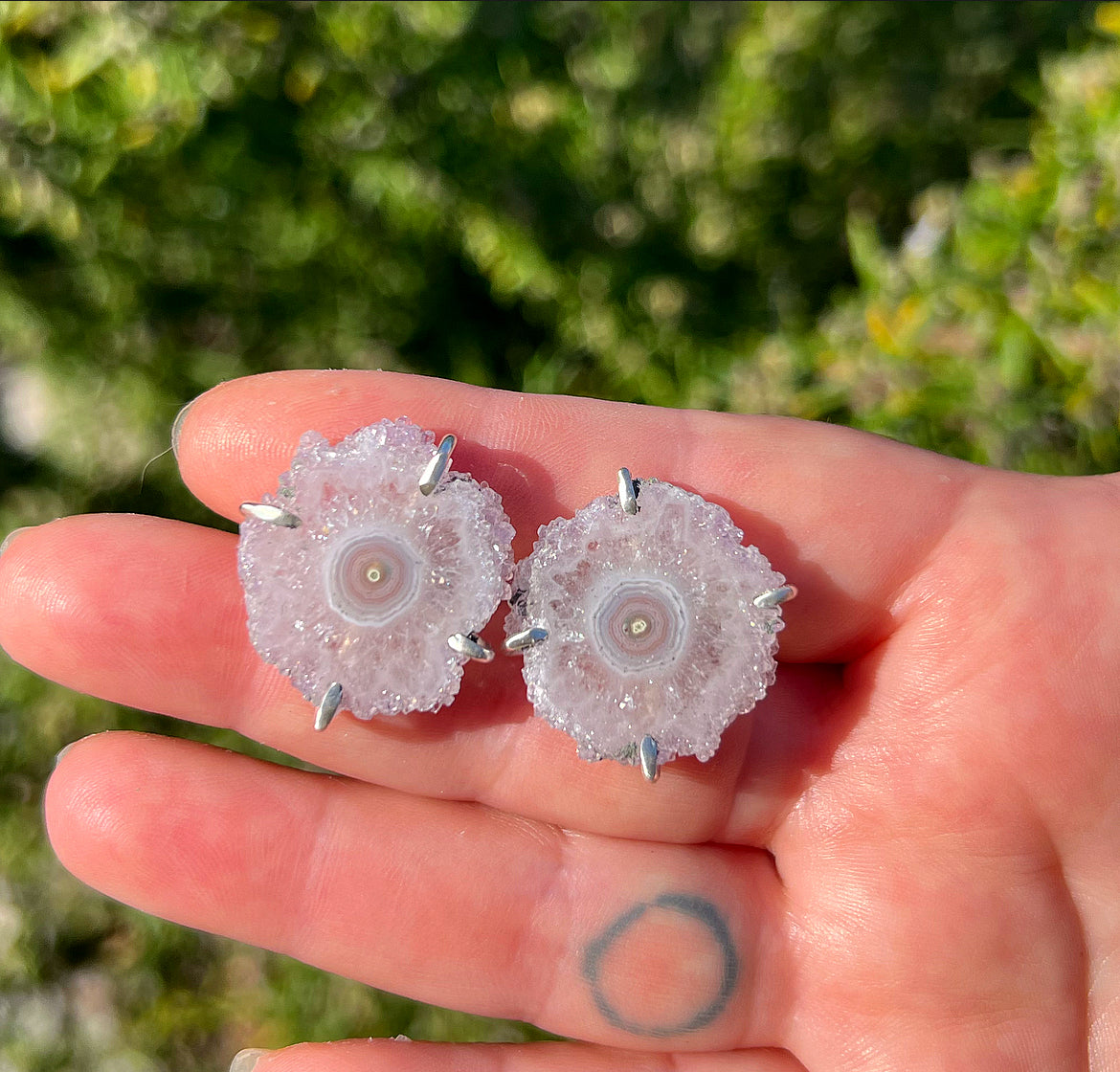 Amethyst Stalactite + Sterling Silver Earrings