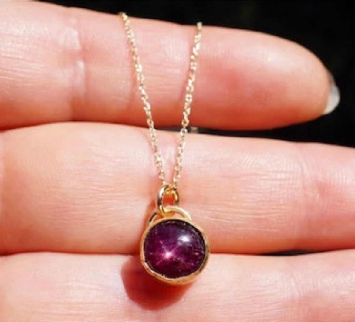 Star Ruby + 14K Gold Necklace