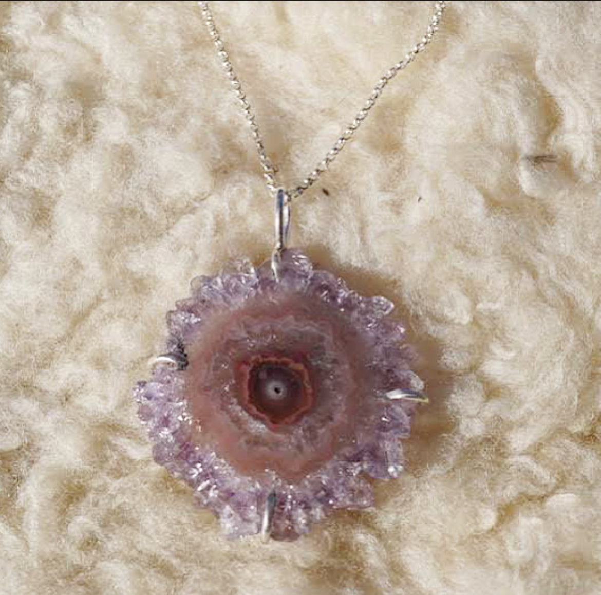 Amethyst Stalactite Slice Necklace