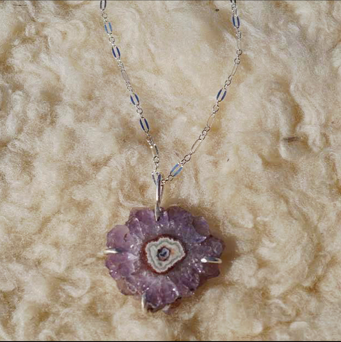 Amethyst Stalactite Slice Necklace