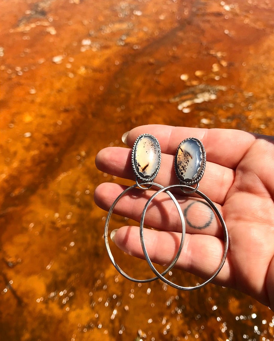 Montana Agate Stud + Hoop Earrings