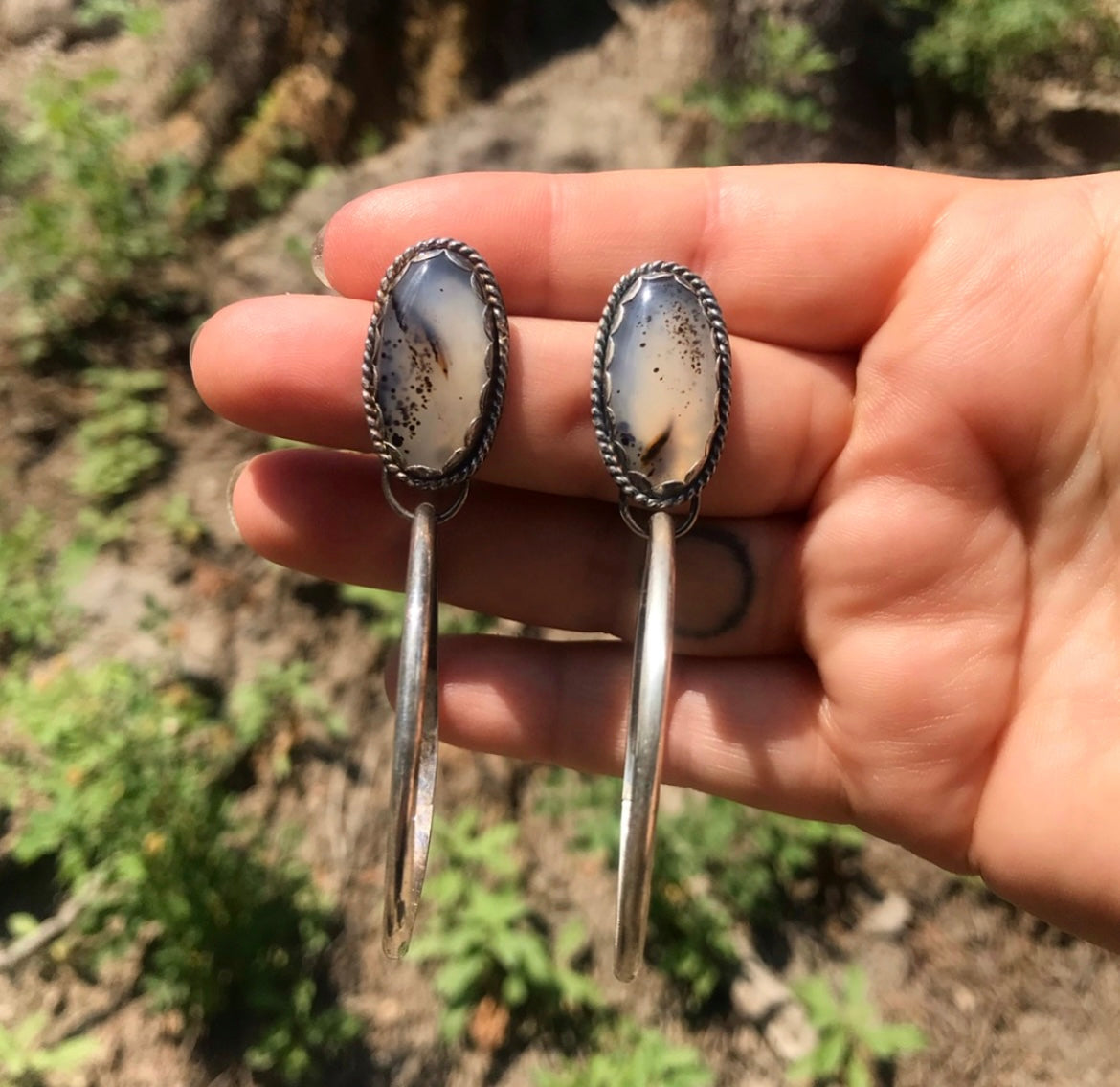 Montana Agate Stud + Hoop Earrings