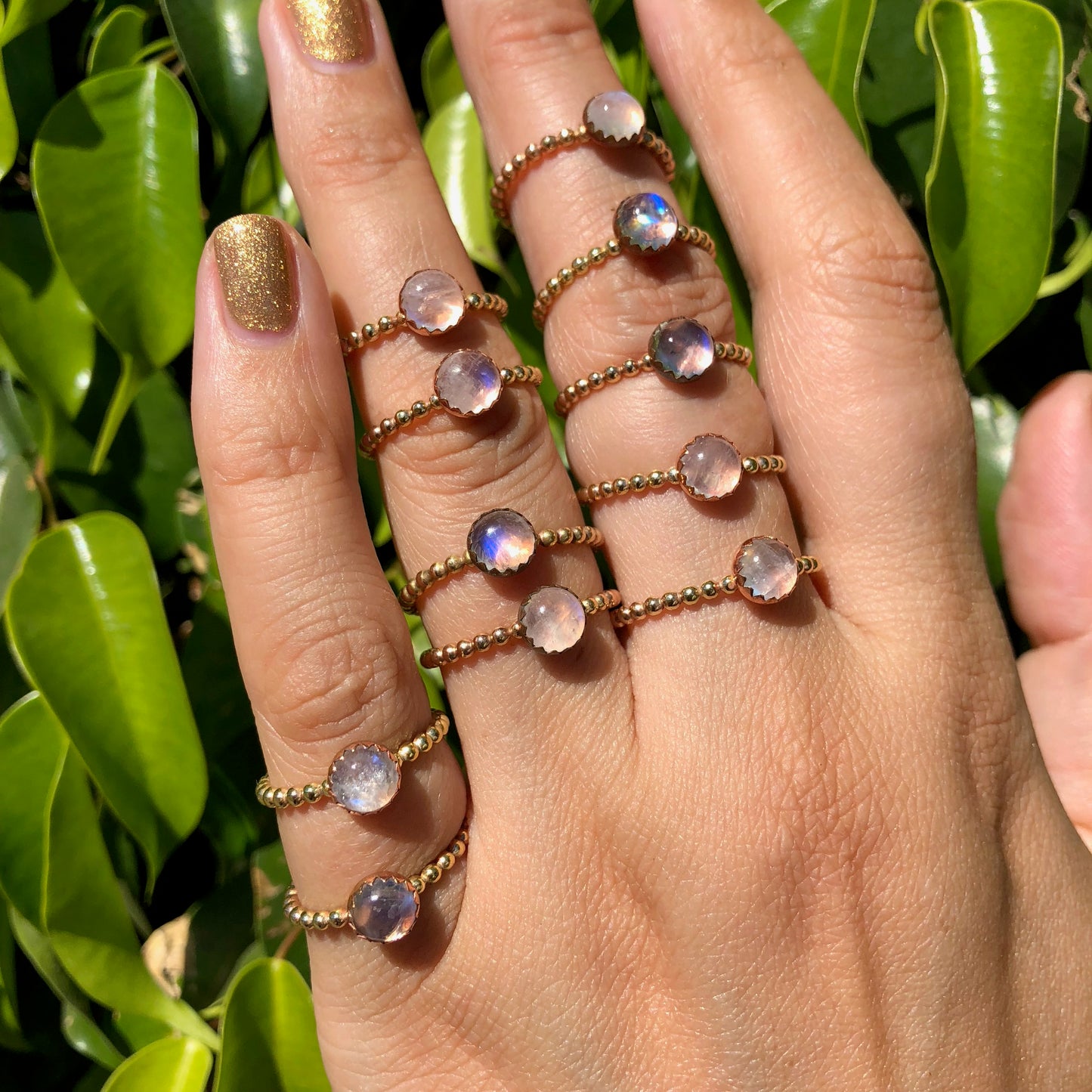 Rainbow Moonstone Ring