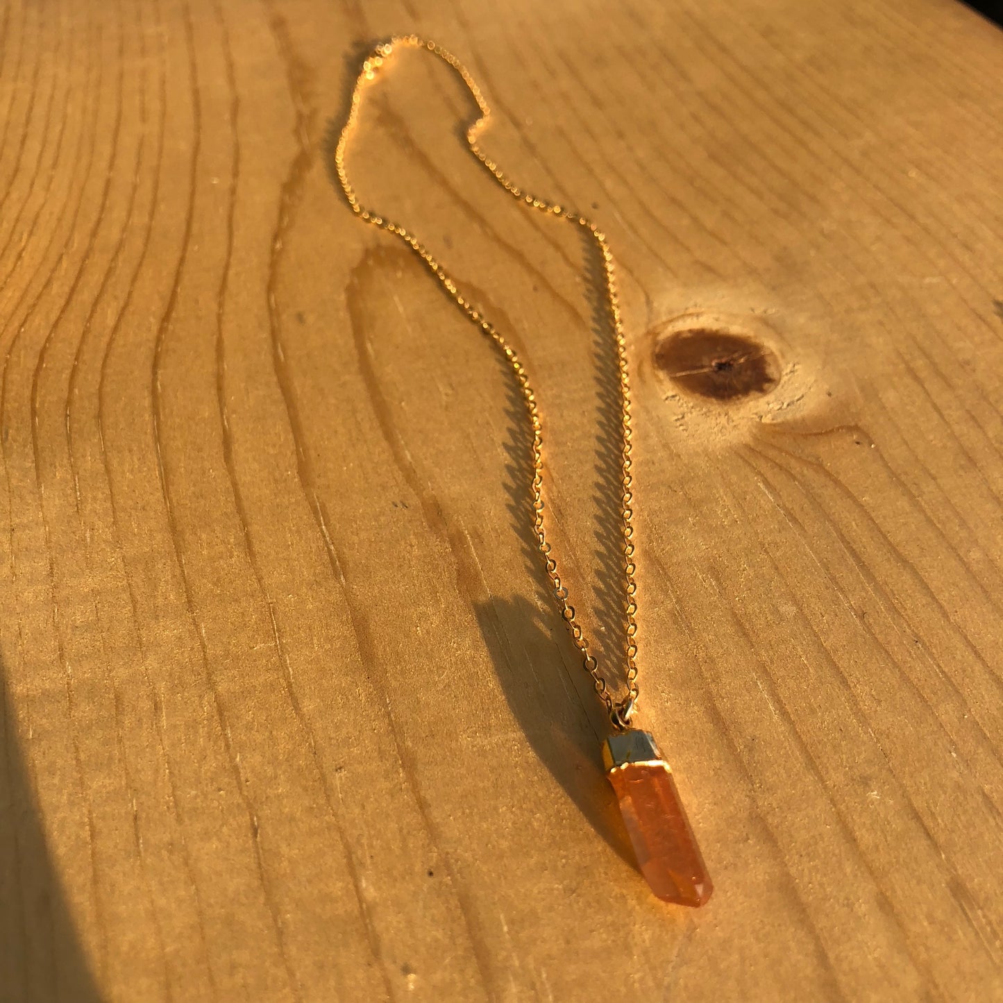 Tangerine Quartz Point Necklace