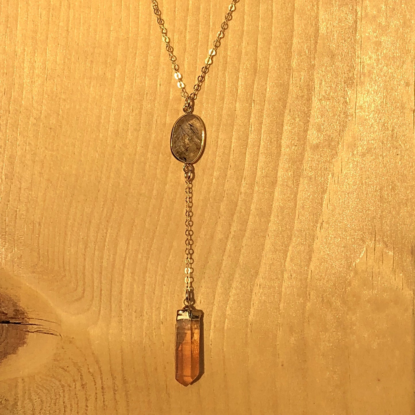 Tangerine Quartz Lariat Necklace