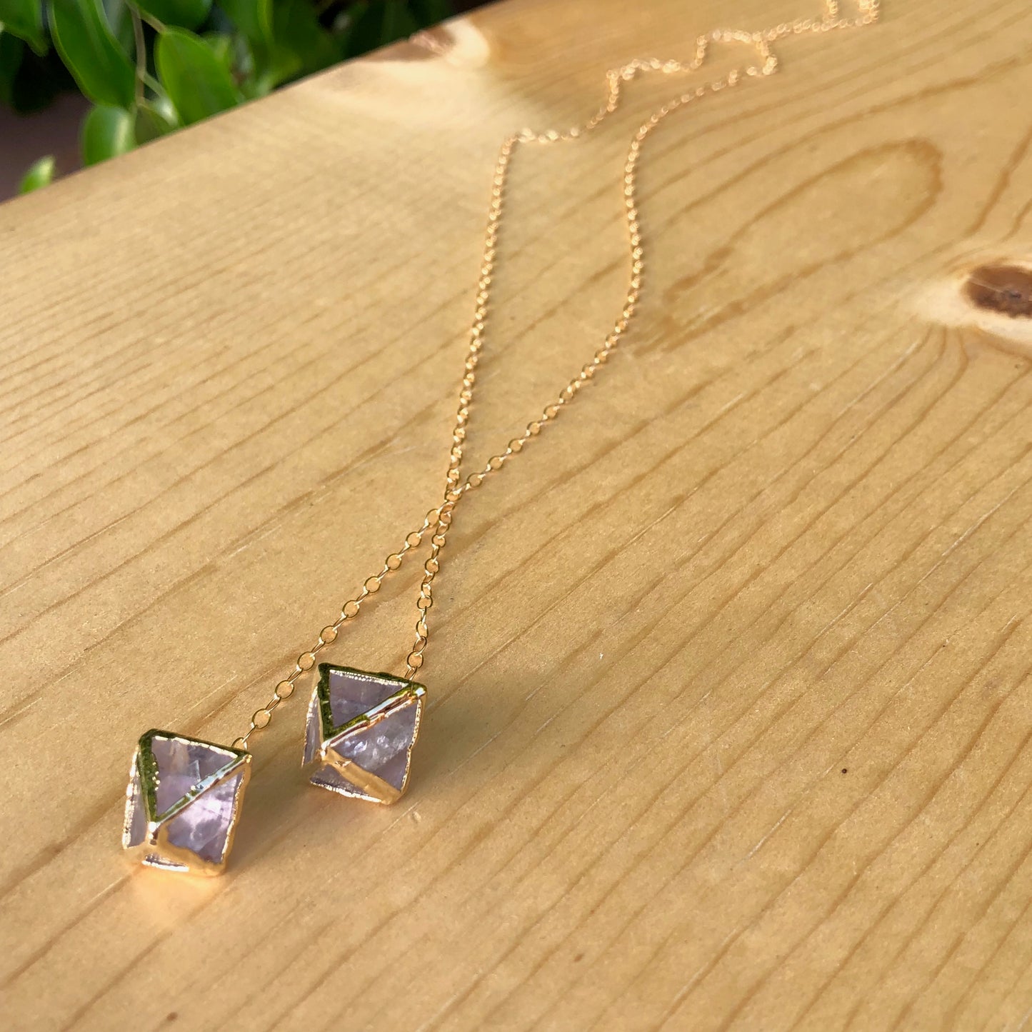 Light Purple Fluorite Octahedron Necklace