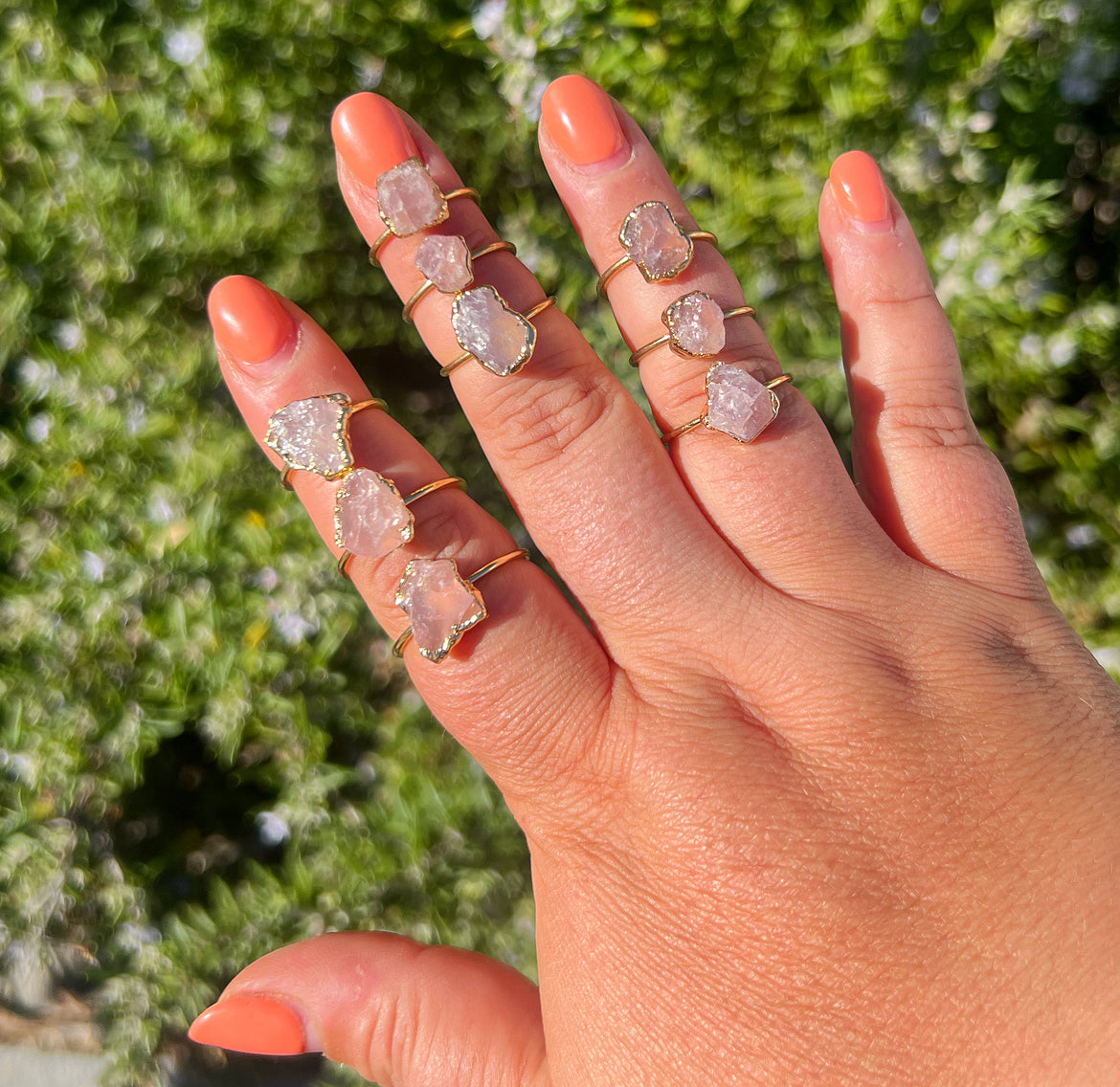 Raw Rose Quartz Rings