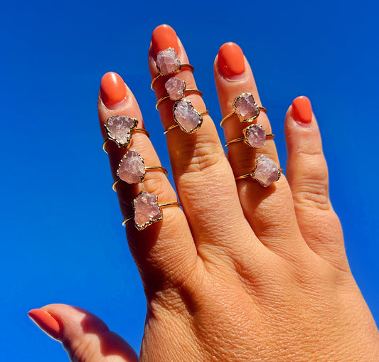 Raw Rose Quartz Rings