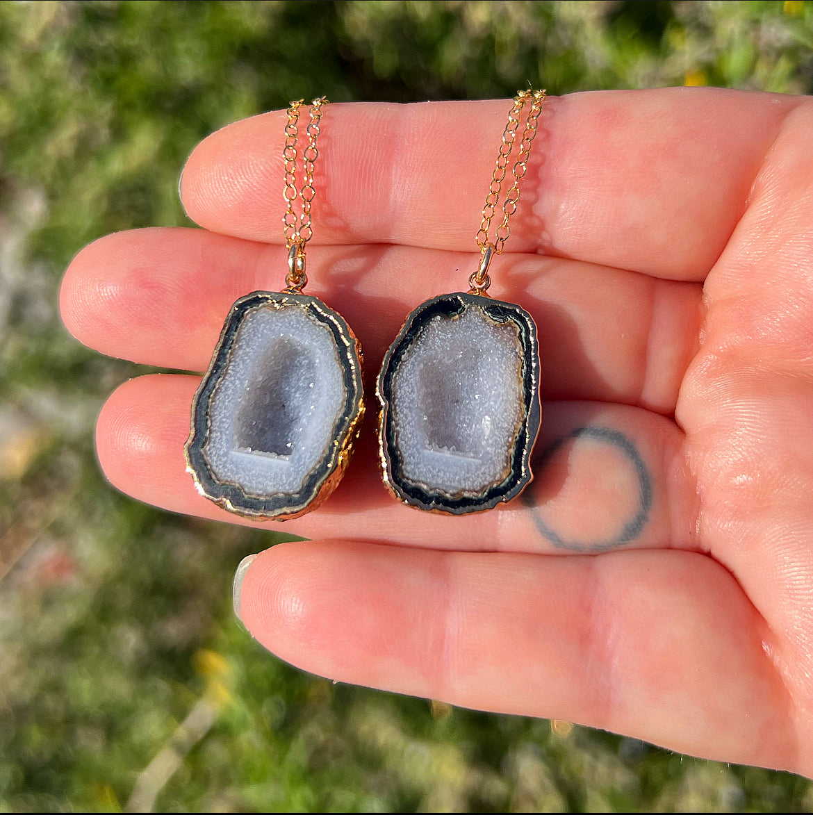 Tabasco Geode Mother + Daughter Necklaces