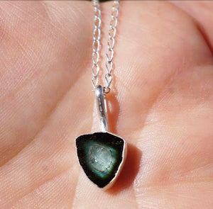 Watermelon Tourmaline Slice Necklace