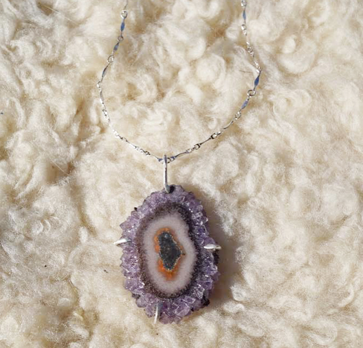 Amethyst Stalactite Slice Necklace