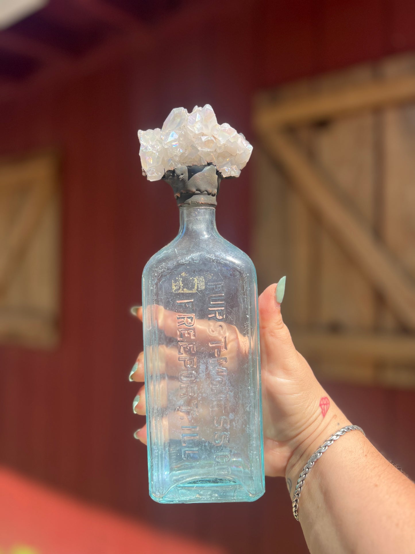 Crystal Potion Bottle: Rainbow Aura Quartz