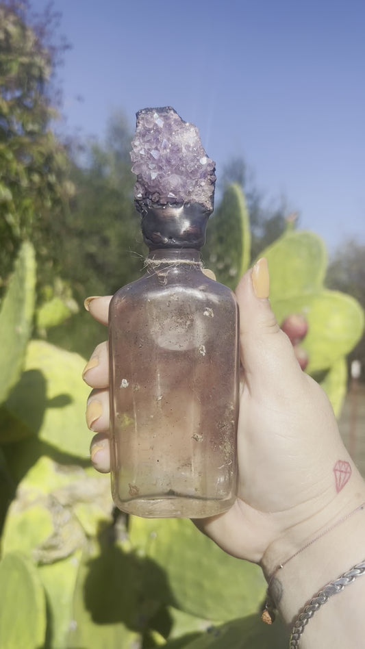 Crystal Potion Bottle: Amethyst Aura Crystal