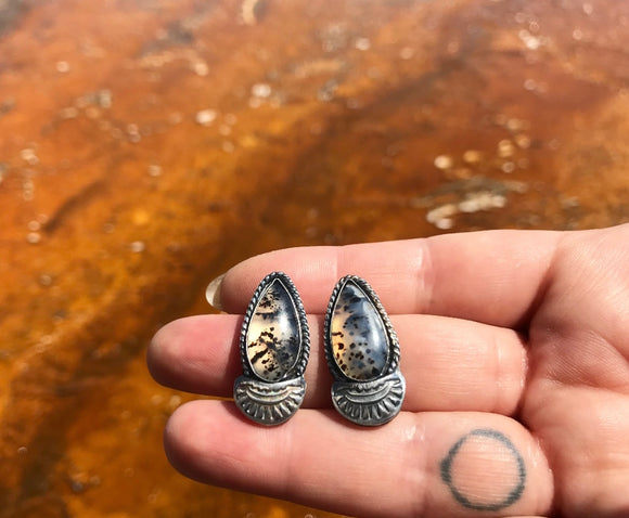 Montana Agate Crescent Stud Earrings