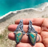 Royston Ribbon Turquoise + Wolf Earrings